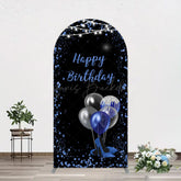 Lofaris Black Blue Glitter Balloons Birthday Arch Backdrop
